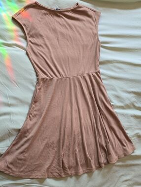 NWOTSleeveless Ribbed Fit-and-Flare Dress in Caramel Brown